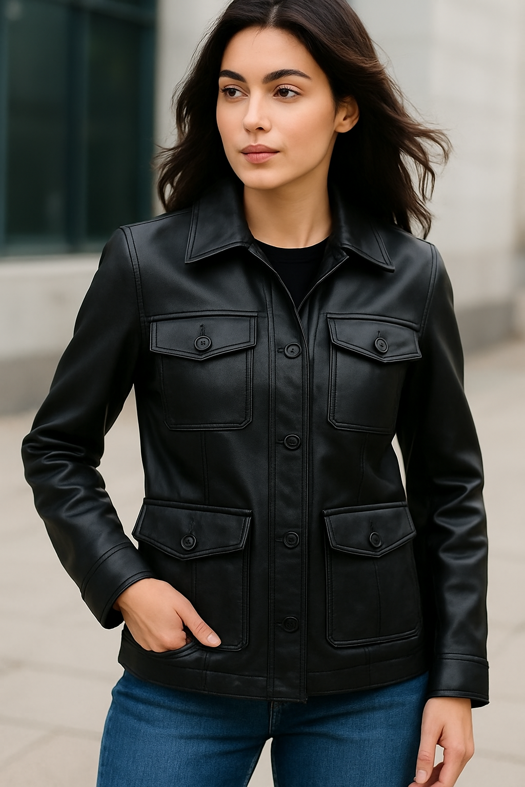 Multi-Pocket Leather Jackets for Practical Fashion